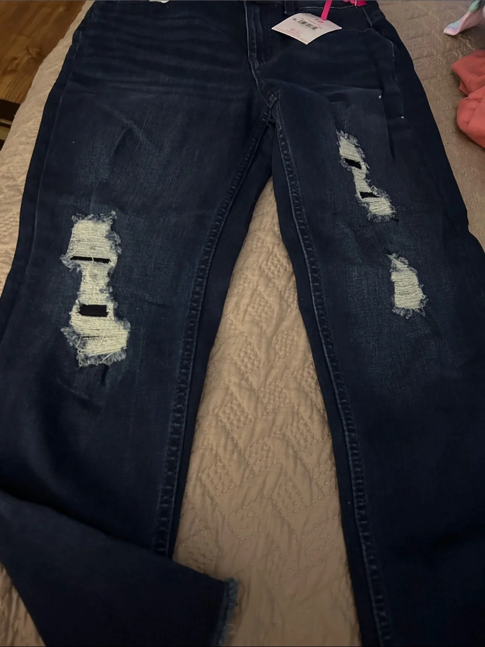 Justice Dark Blue Distressed Girls' Jeans Size 12